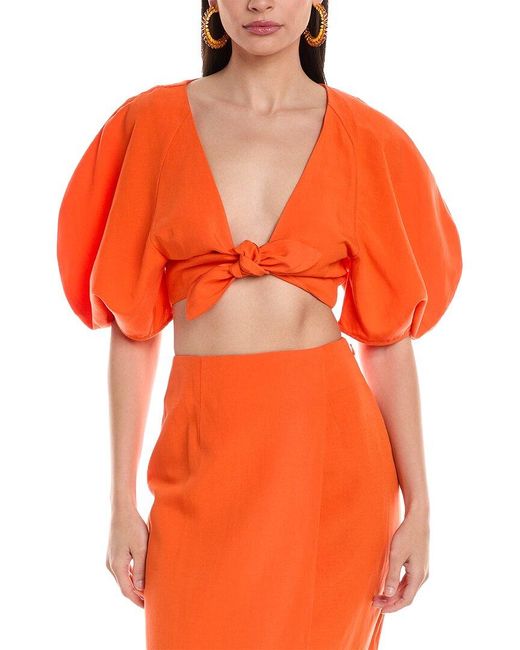 Mara Hoffman Orange Navya Linen-blend Top