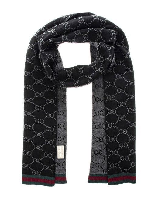 Gucci GG Wool Scarf in Black | Lyst Canada