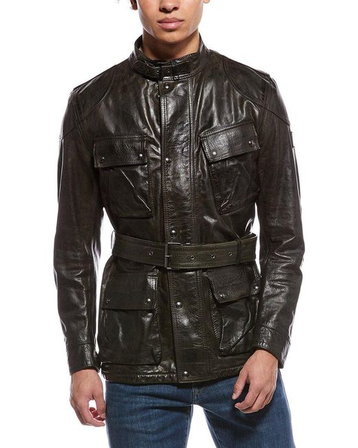 Belstaff Black Legacy Trialmaster Leather Panther Jacket for men