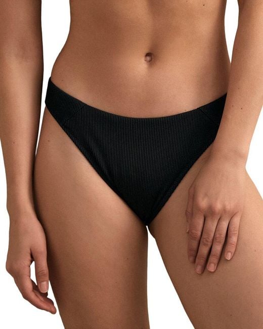 Reiss Black Dee Textured Bikini Bottom