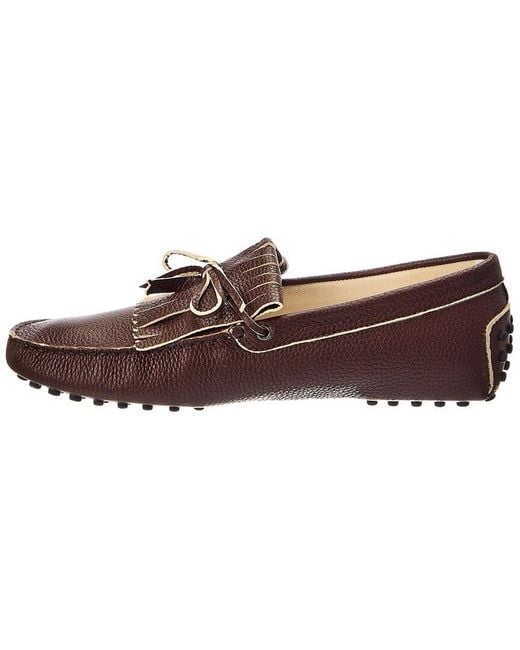 Tod's Brown Mocas Frangia Leather Loafer for men