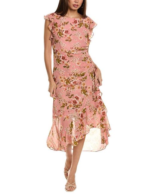 Julia Jordan Pink Ruffle Midi Dress
