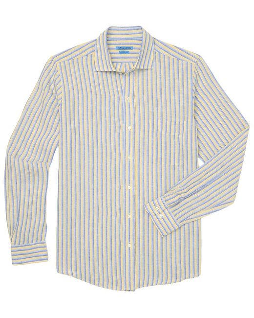 J.McLaughlin White Gramercy Modern Fit Linen Shirt for men