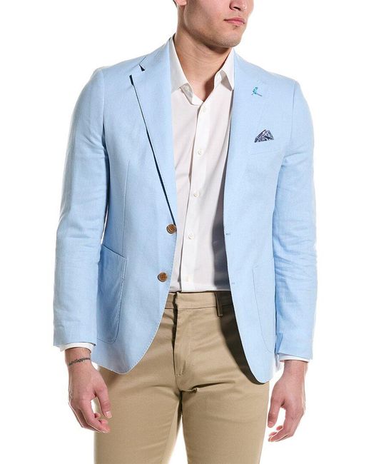 Tailorbyrd Blue Linen-blend Sport Coat for men