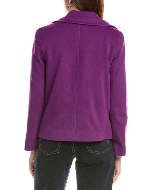 Fleurette Purple Cropped Wool Peacoat
