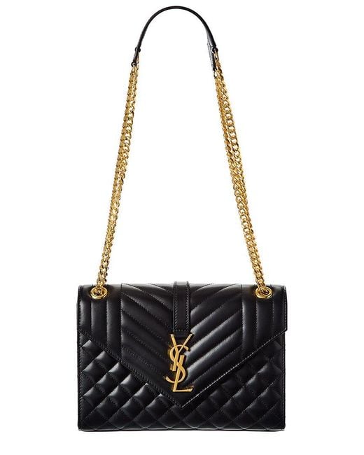 Saint Laurent Envelope Medium Leather Shoulder Bag in Black Lyst