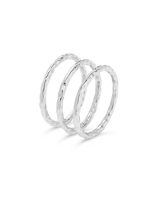 Sterling Forever White Set Of 3 Textured Triple Band Rings