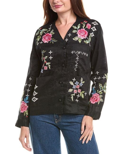 Johnny Was Black Workwear Linen Jacket