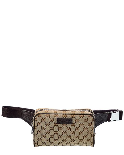 Gucci Gray GG Canvas & Leather Belt Bag for men