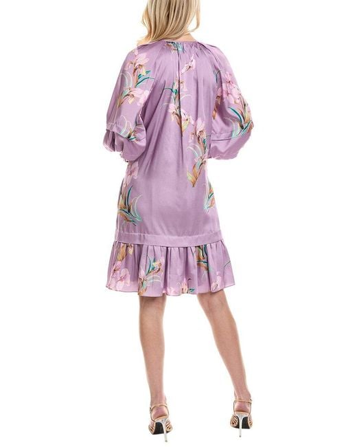 Kobi Halperin Pink Trace Printed Peasant Dress