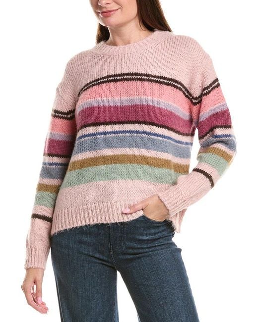 Michael Stars Red Aura Striped Wool-Blend Pullover