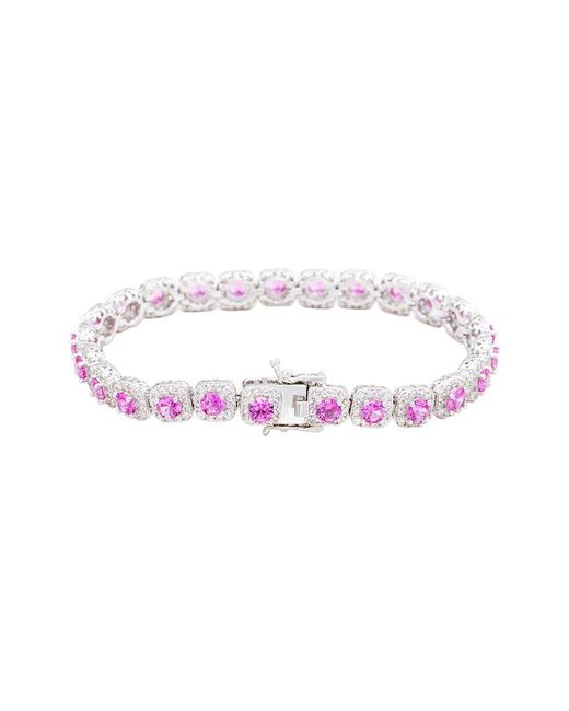 Suzy Levian Pink Silver 0.02 Ct. Tw. Diamond & Gemstone Bracelet