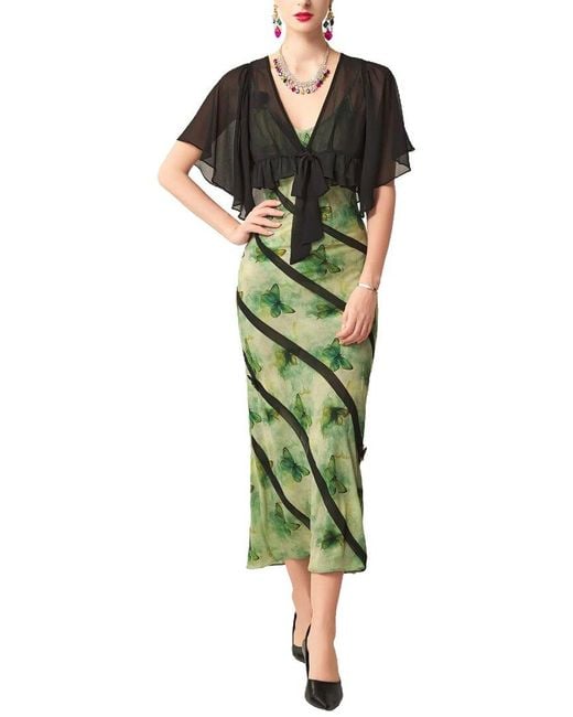 BURRYCO Green Short Sleeve Midi Dress
