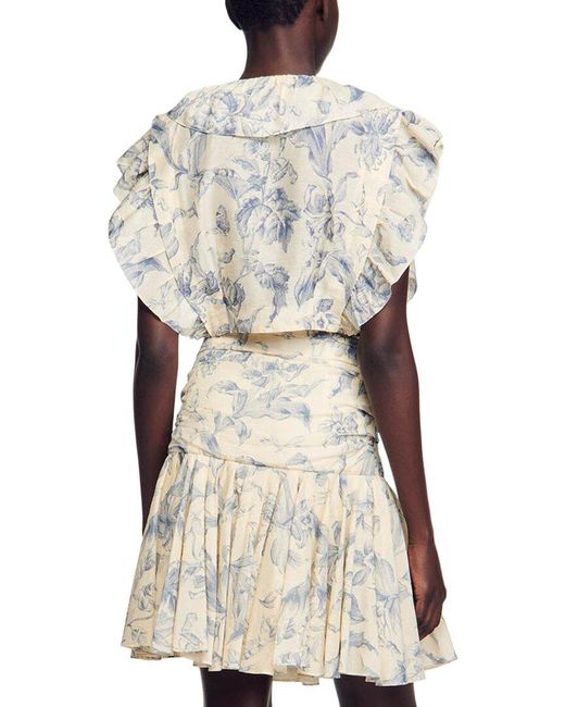 Sandro Natural Josey Linen Top