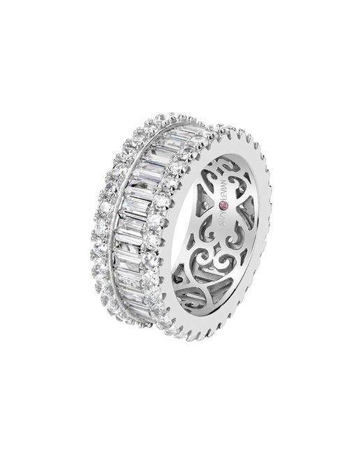 Suzy Levian White Silver Cz Eternity Ring