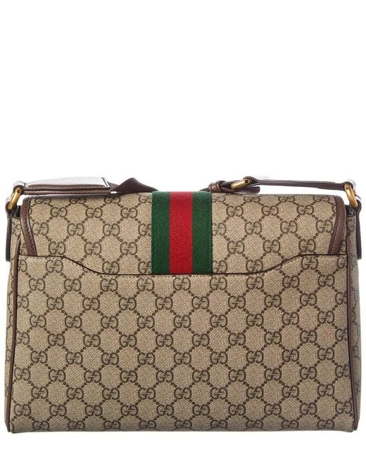 Gucci Brown Ophidia Medium Gg Supreme Canvas & Leather Messenger Bag