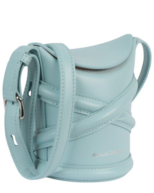 Alexander McQueen Blue The Curve Mini Leather Bucket Bag