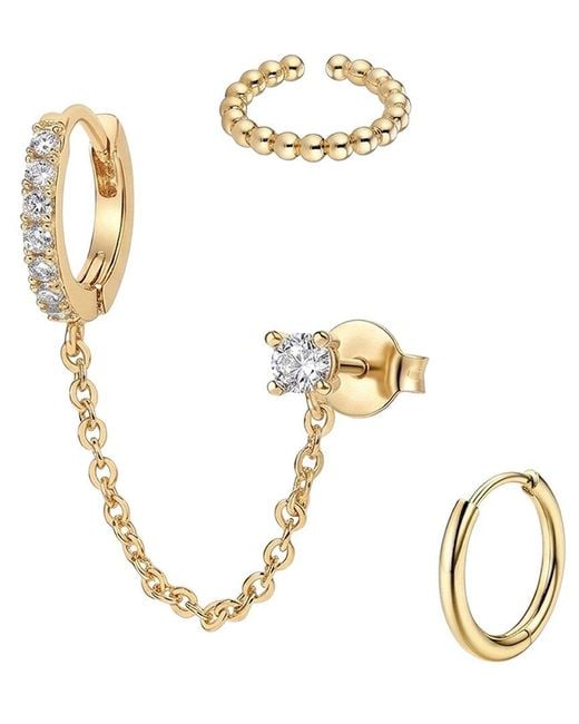 Liv Oliver Metallic 18K Plated Cz Earrings