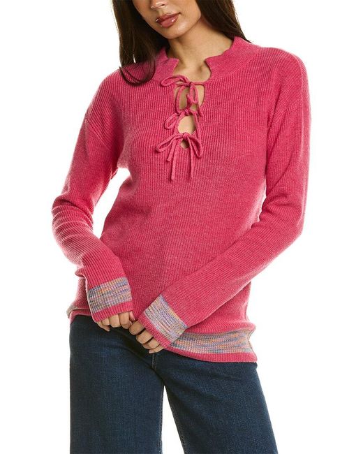 Kier + J Red Kier+j Tie Neck Wool & Cashmere-blend Sweater