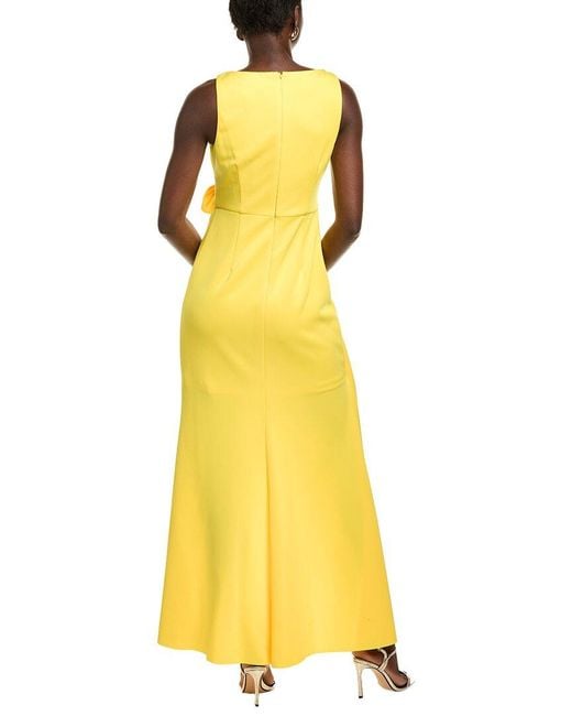 Badgley Mischka Yellow Side Drape Wrap Skirt Gown