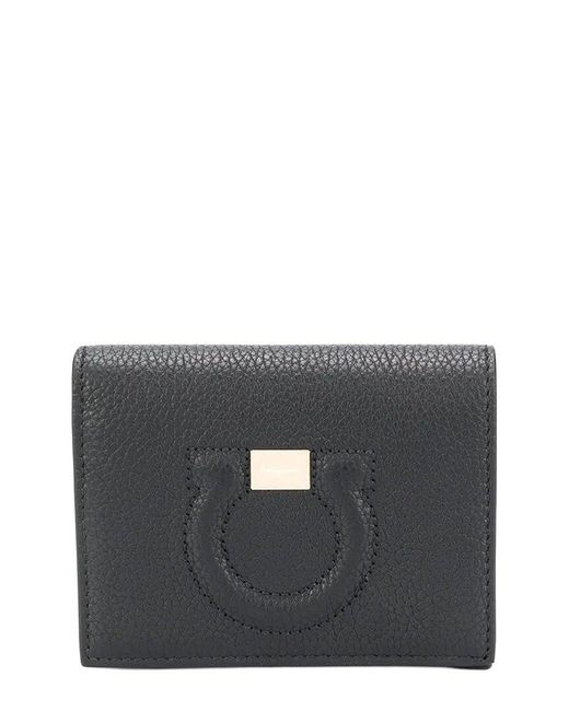 Ferragamo Black Gancini Leather Card Case