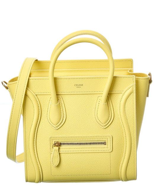 Celine Luggage Nano Leather Tote in Yellow Lyst