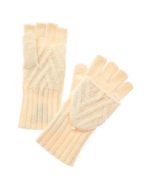 Hannah Rose Natural Delaney Zig Zag Flip Top Cashmere Gloves