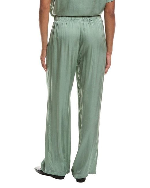 PERFECTWHITETEE Green Camile Luxe Satin Straight Leg Pant
