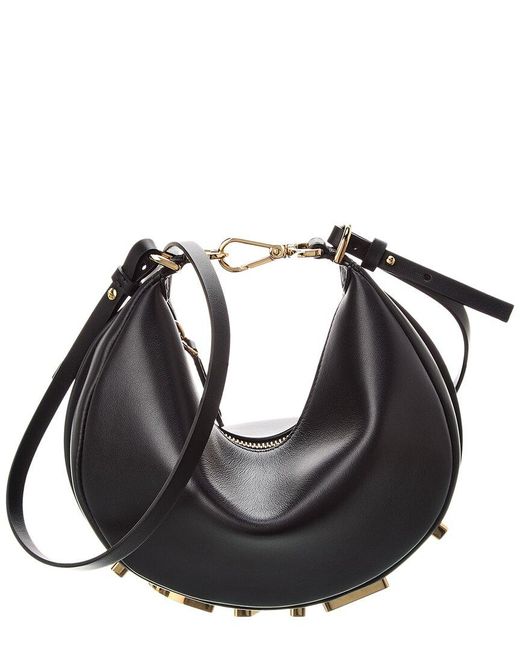 Fendi Black Graphy Mini Leather Hobo Bag