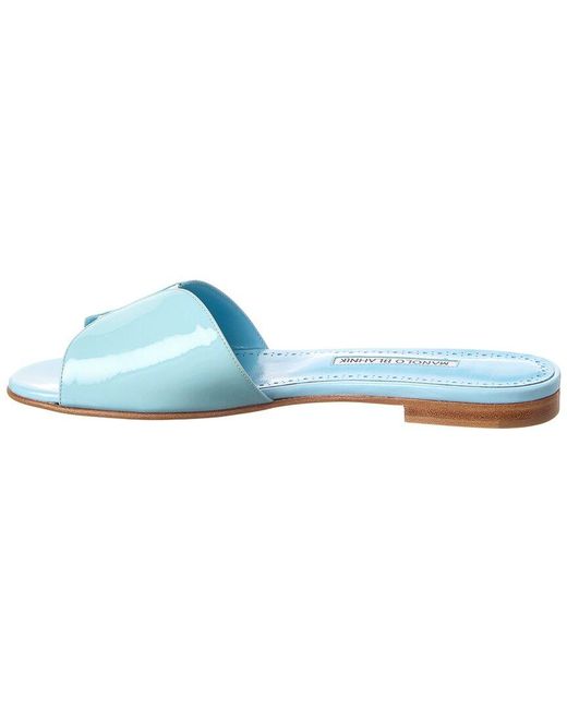 Manolo Blahnik Blue Houramu Patent Sandal