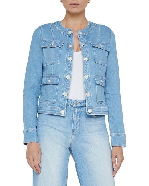 L'Agence Blue Yari Collarless Blazer