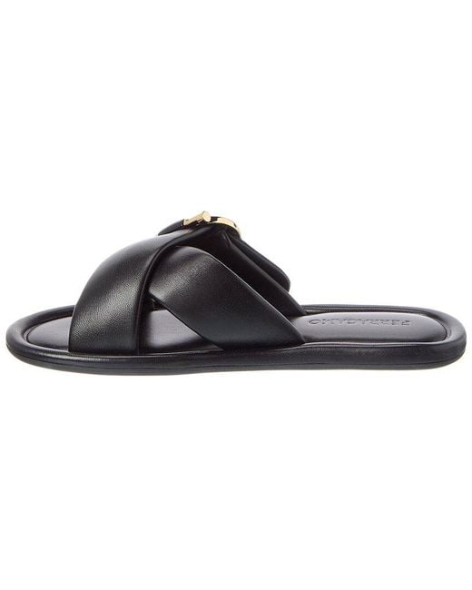 Ferragamo Black Gancini Leather Sandal