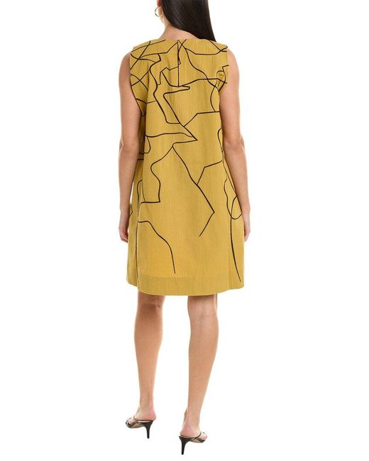 Alpha Studio Yellow Seersucker A-line Dress