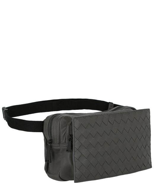 Bottega Veneta Intrecciato Leather Messenger Bag - Men - Black Bags