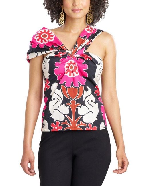 Natori Pink Talitha Poplin Asymmetrical Halter Top