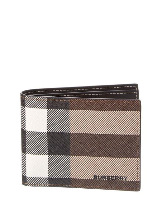 Burberry Gray Exaggerated Check E-canvas Bifold Wallet for men