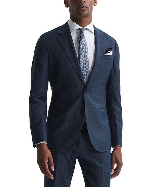 Reiss Blue Ease Wool-Blend Suit Jacket for men