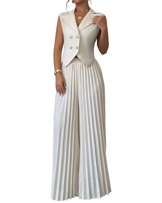 BELLA DESERT White 2Pc Vest & Pant Set
