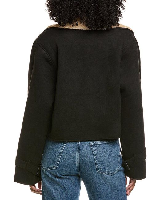 Vintage Havana Black Sherpa Short Trench Coat