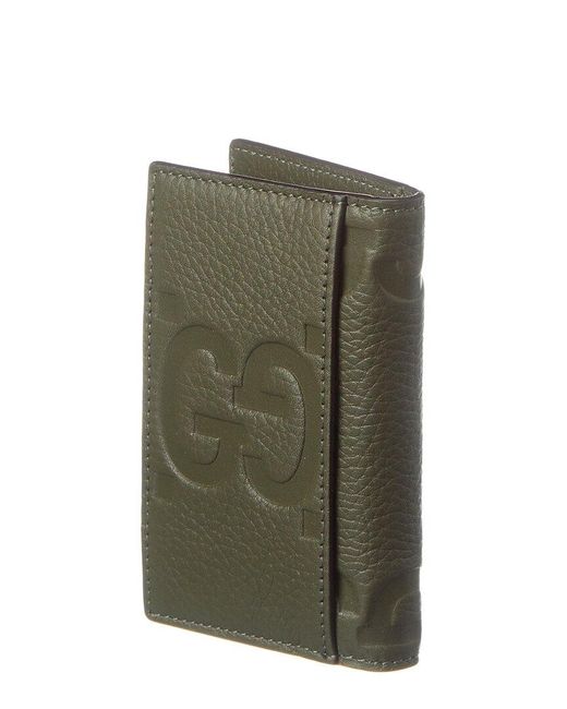 Gucci Green Jumbo GG Leather Card Case for men