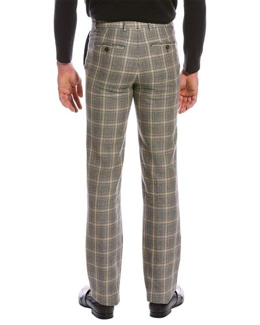 Gucci Prince Of Wales Linen & Wool-blend Trouser in Gray for Men | Lyst