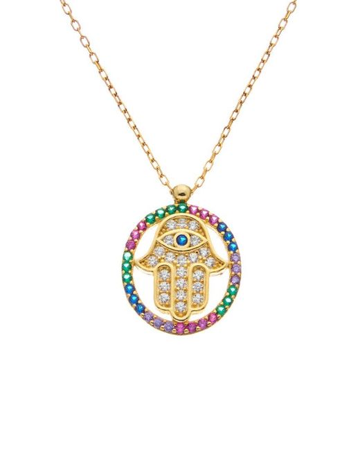 Argento Vivo Metallic Vermeil Cz Hamsa Evil Eye Necklace