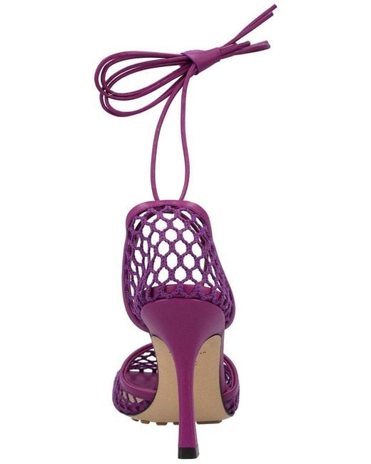 Bottega Veneta Purple Leather Stretch Lace-Up Sandal (Authentic Pre-Loved)