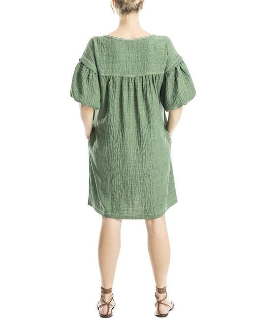 Max Studio Green Bubble Sleeve Short Dress