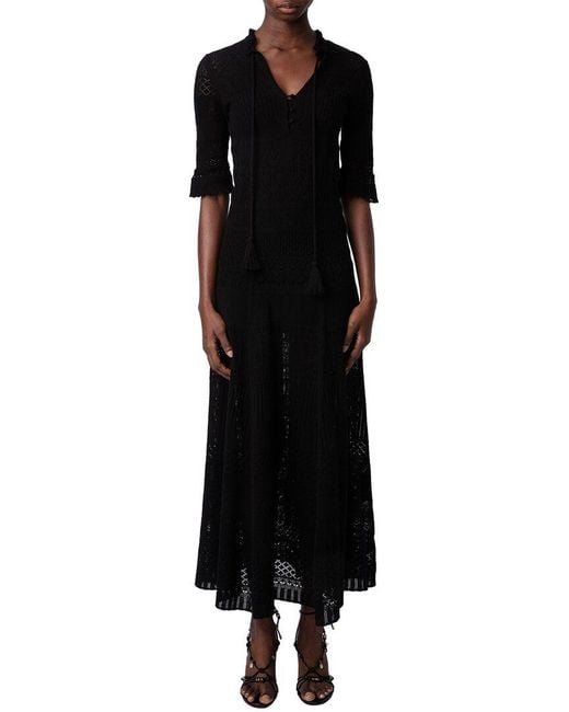 Zadig & Voltaire Black Memphis Pointelle Dress