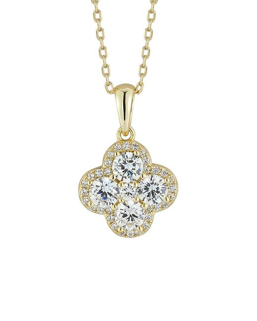 Glaze Jewelry Metallic 14K Plated Cz Clover Necklace