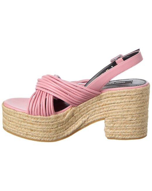 Sergio Rossi Pink Akida 50 Leather Platform Sandal