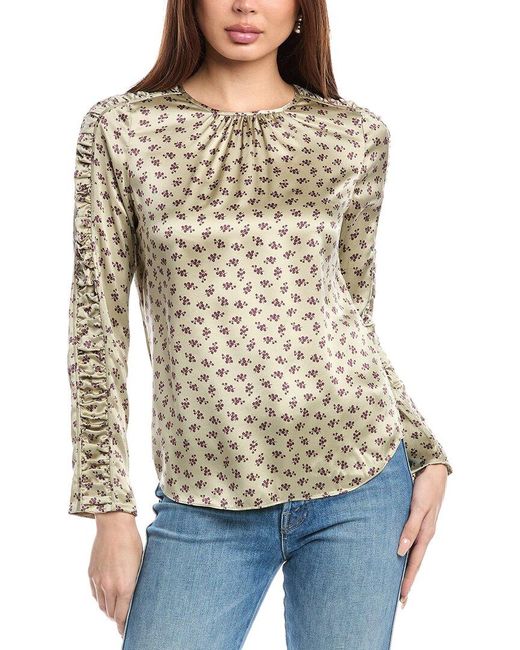 Rebecca Taylor Green Sage Fleur Silk Top