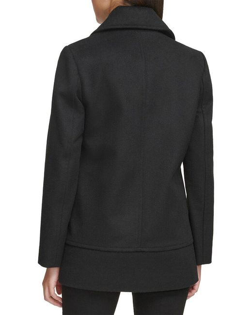 Kenneth Cole Black Wool-Blend Coat