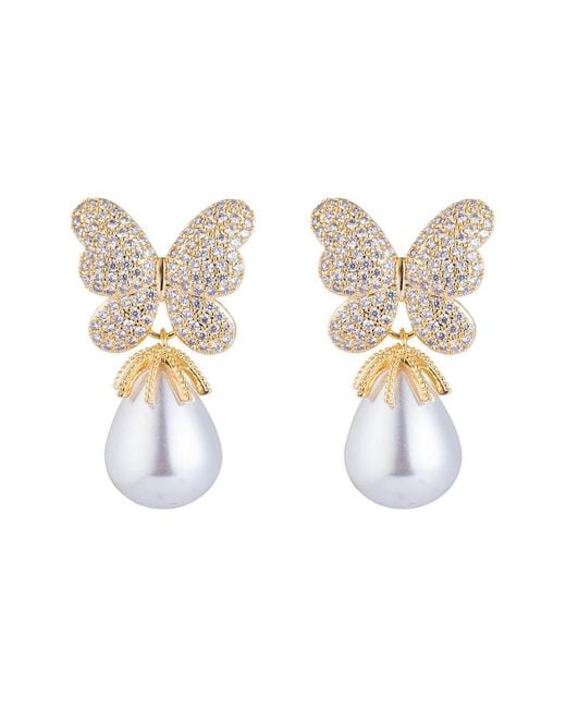 Eye Candy LA White Luxe Collection Monarch Butterfly Cubic Zirconia Crystal Drop Earring